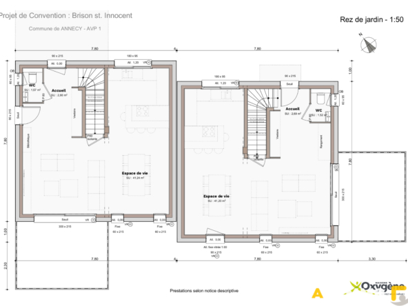 Maison mitoyenne 4 pièces - 90,66 m2- Brison Saint Innocent