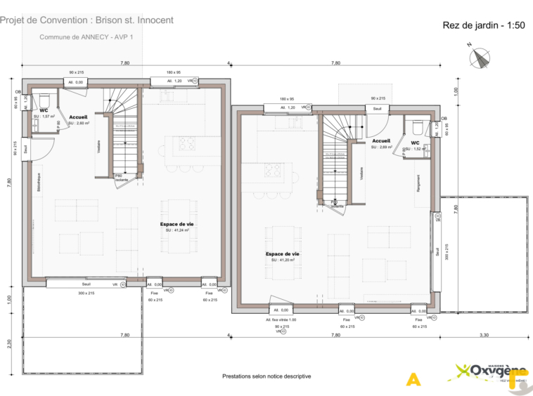 Maison mitoyenne 4 pièces - 90,66 m2- Brison Saint Innocent