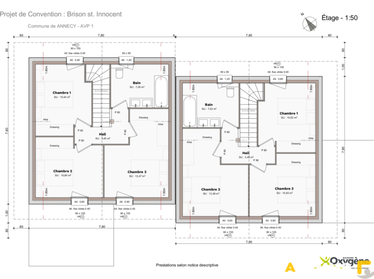 Maison mitoyenne 4 pièces - 90,66 m2- Brison Saint Innocent