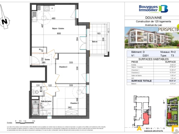 Appartement T3 - 65,07m2 - 74140 Douvaine