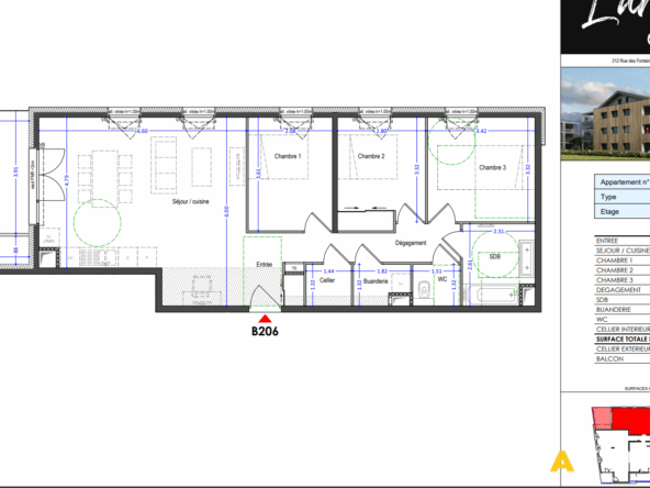 Appartement T4  R+2 86 m2 Centre de Doussard