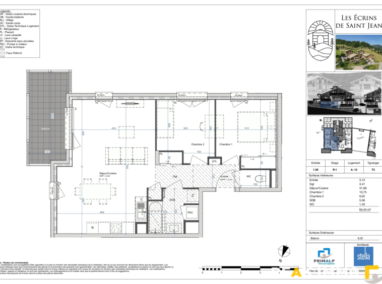 Appartement T3 neuf - 64.44 m2 avec balcon - Les Ecrins de S