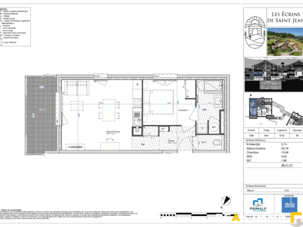 Appartement T2 neuf - 46.41 m2 - Les Ecrins de Saint-Jean