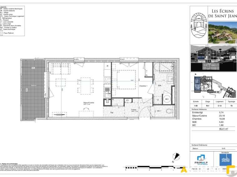 Appartement T2 neuf - 46.41 m2 - Les Ecrins de Saint-Jean