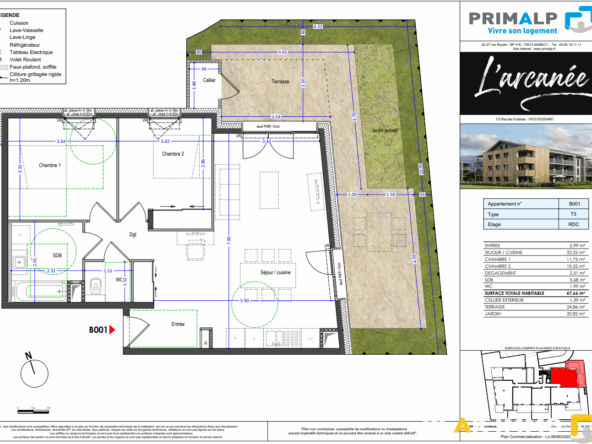 À vendre   T3 avec jardin privatif en plein centre de Doussa