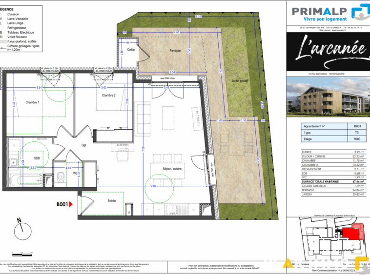 À vendre   T3 avec jardin privatif en plein centre de Doussa