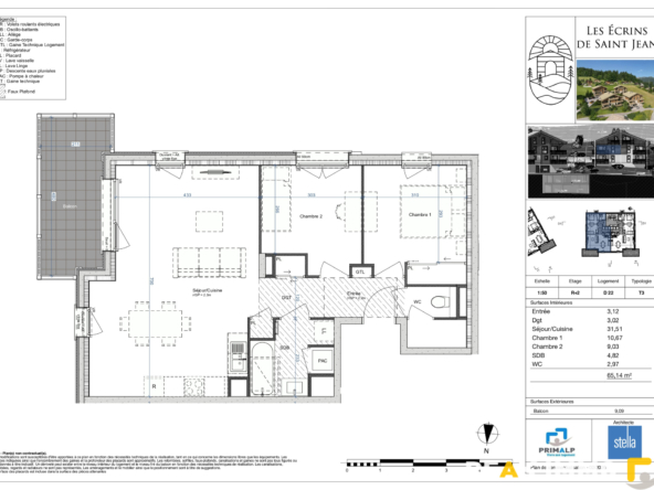 Appartement T3 neuf - 65.14 m2 - Les Ecrins de Saint-Jean
