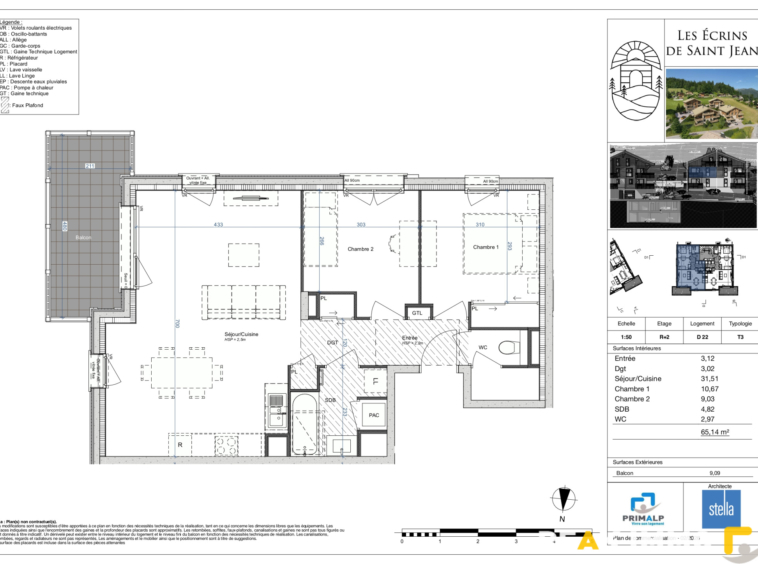 Appartement T3 neuf - 65.14 m2 - Les Ecrins de Saint-Jean