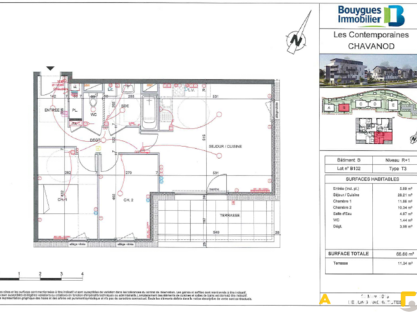 Appartement 3 pièces - 66.93 m2 - Chavanod