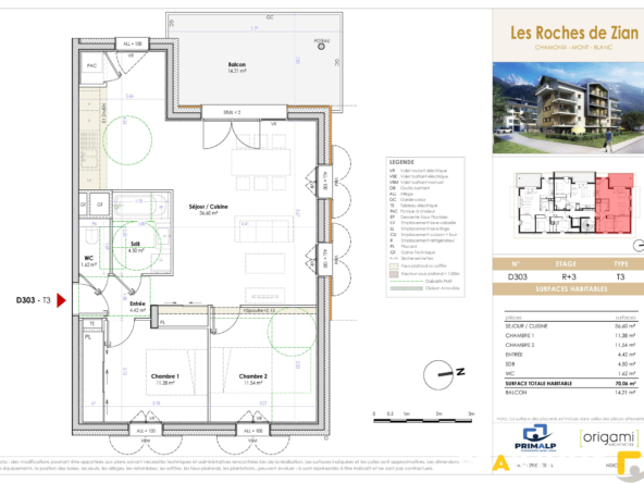 Appartement neuf 3 pièces 70.06 m2 - Chamonix-Mont-Blanc - D