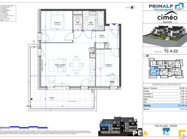 CIMEO - Appartement T3 avec balcon