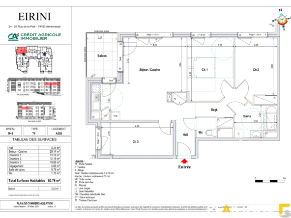 Appartement - 80.76 m2 - 4 pièces